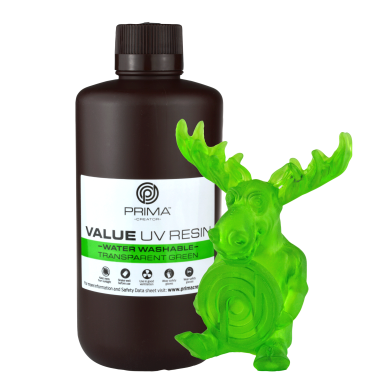 PrimaCreator Value Wasserabwaschbares UV-Harz - 1000 ml - transparent grün