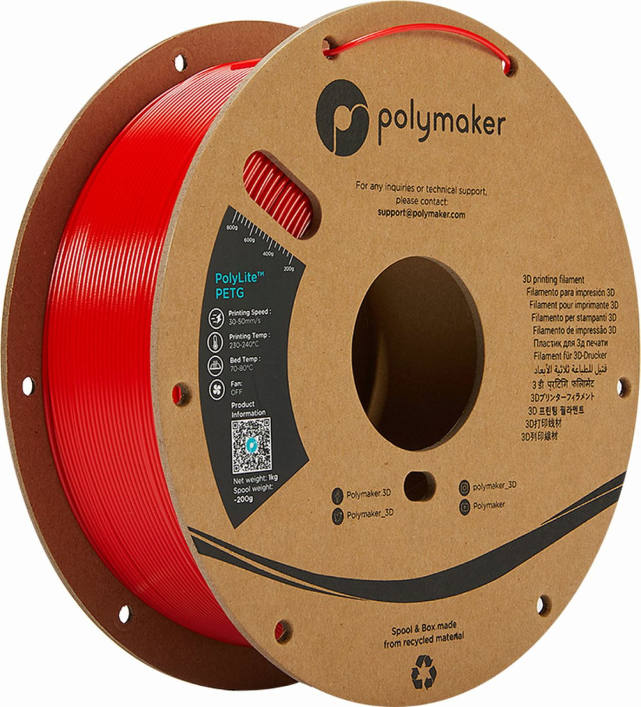 Polymaker PolyLite PETG Red Filament 1000g