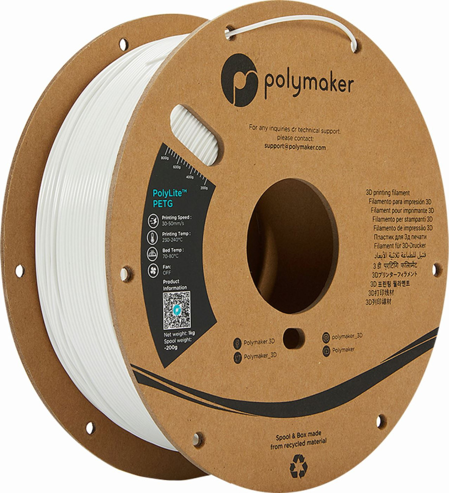 POLYMAKER POLYLITE PETG TRUE WHITE FILAMENT