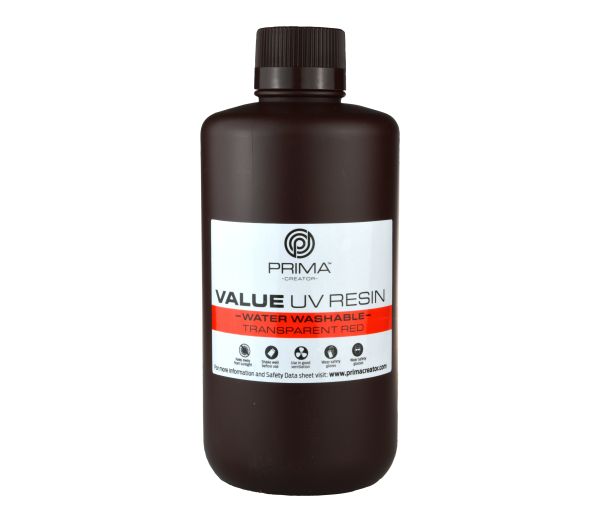 PrimaCreator Value Wasserabwaschbares UV-Harz - 500 ml - transparent rot