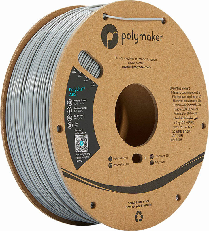 Polymaker PolyLite ABS Filament Grey - 1000g