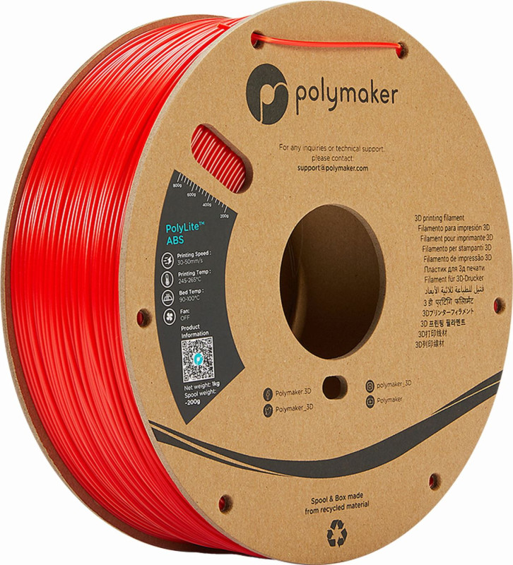 Polymaker PolyLite ABS Filament Red - 1000g