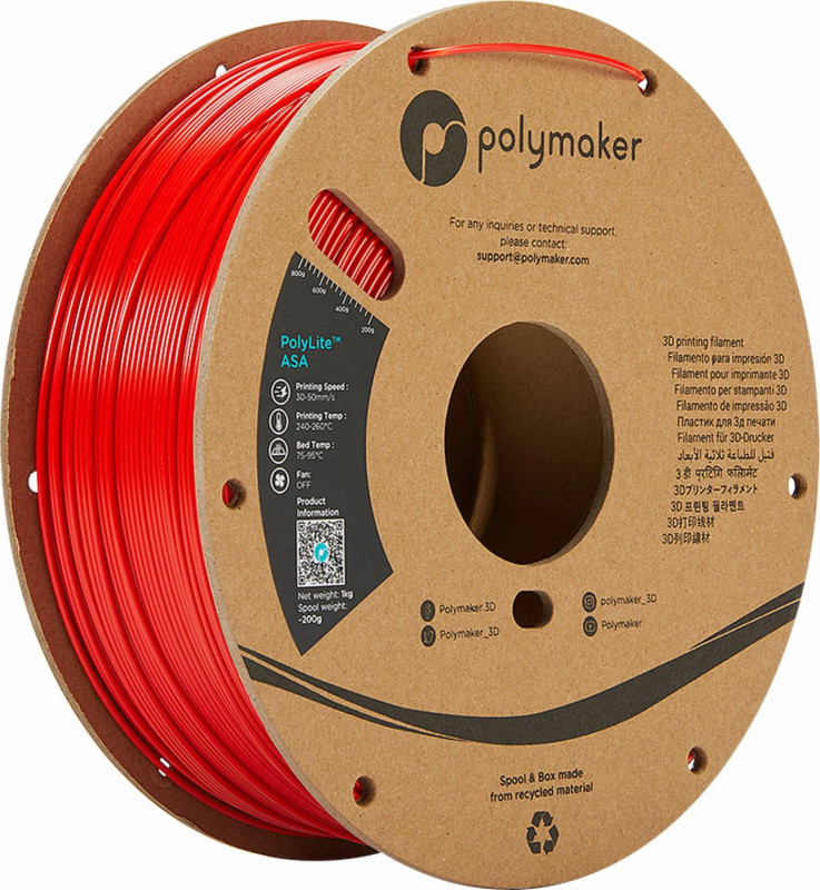 Polymaker PolyLite ASA Filament Red - 1000g