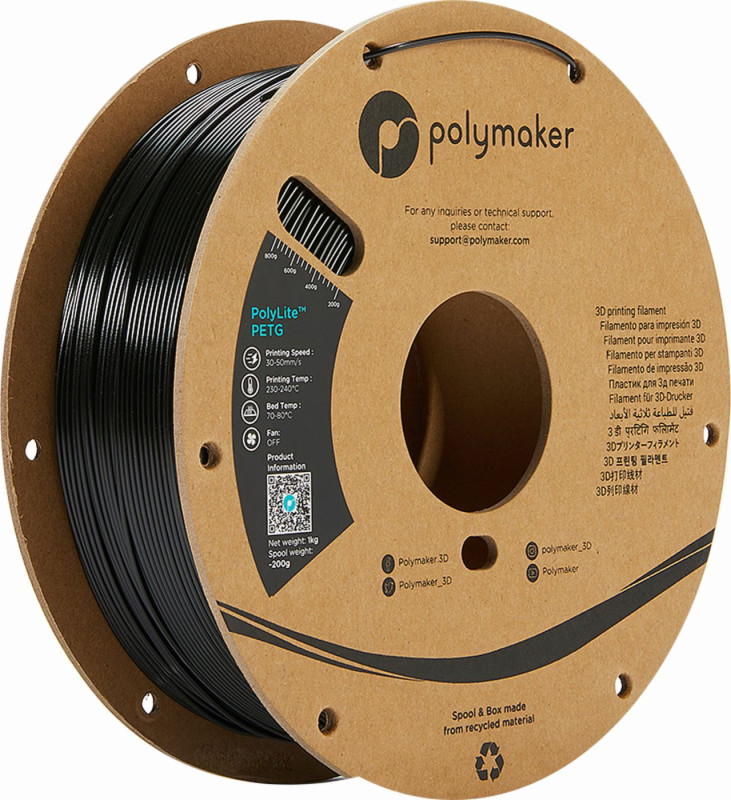 POLYMAKER POLYLITE PETG TRUE BLACK FILAMENT