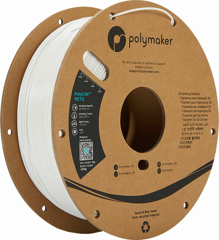 POLYMAKER POLYLITE PETG TRUE WHITE  FILAMENT